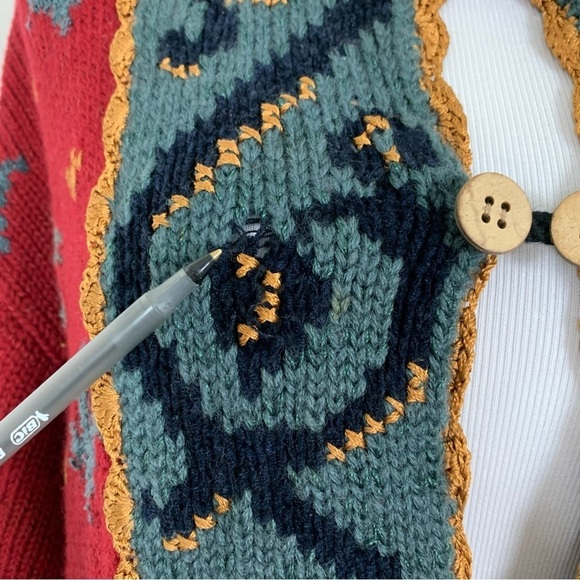 Carole Little Knitwear Button Up Cardigan Sweater Women’s L Colorful Art Fleur - Picture 13 of 16